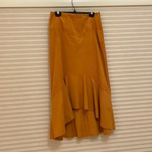Anthropologie high-low corduroy skirt in mustard. Size 8